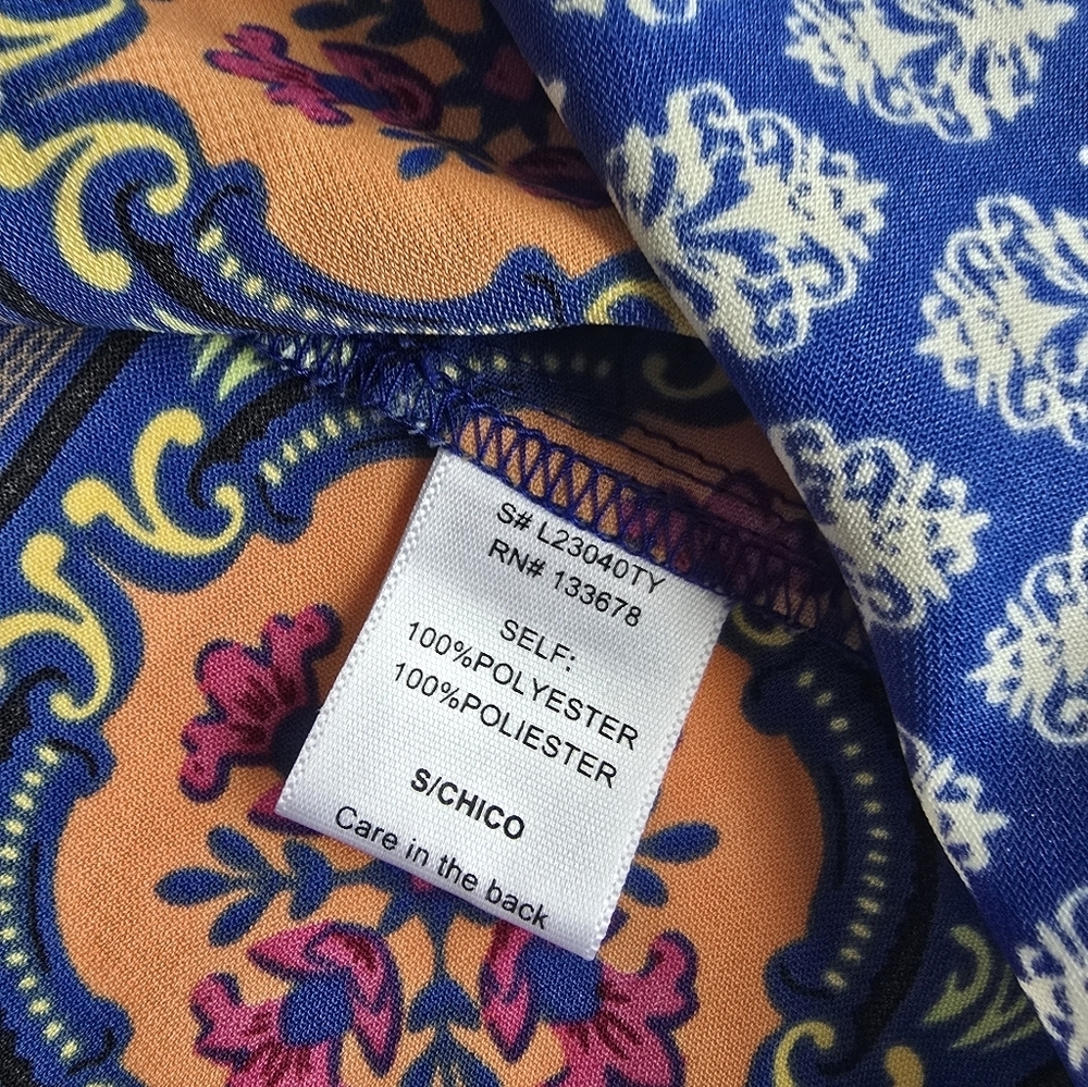 Love Treeblue camisole top with white diamond pattern colorful border size S r - Picture 6 of 6